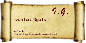 Ivanics Gyula névjegykártya